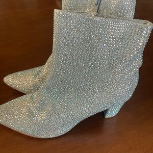 Sparkling Silver Ankle Boots